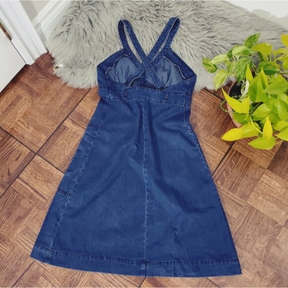H&M EUROPE- Vintage Cotton Dungaree Overall A Line Dress - Picture 3 of 16